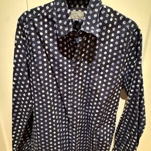 Navy Polka Dot Casual Shirt
